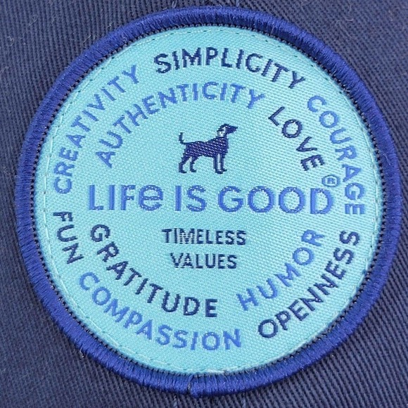 Life Is Good Dog Logo One Size Blue Strap Back Baseball Cap Hat Adjustable - Picture 4 of 10